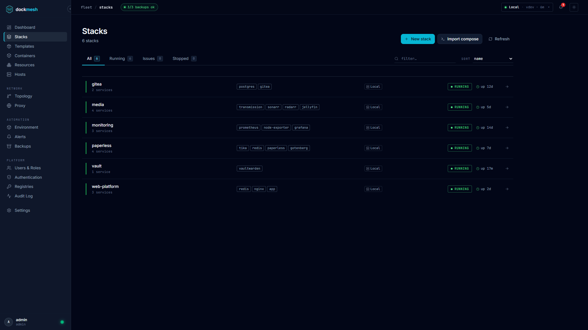 dockmesh — Stacks List