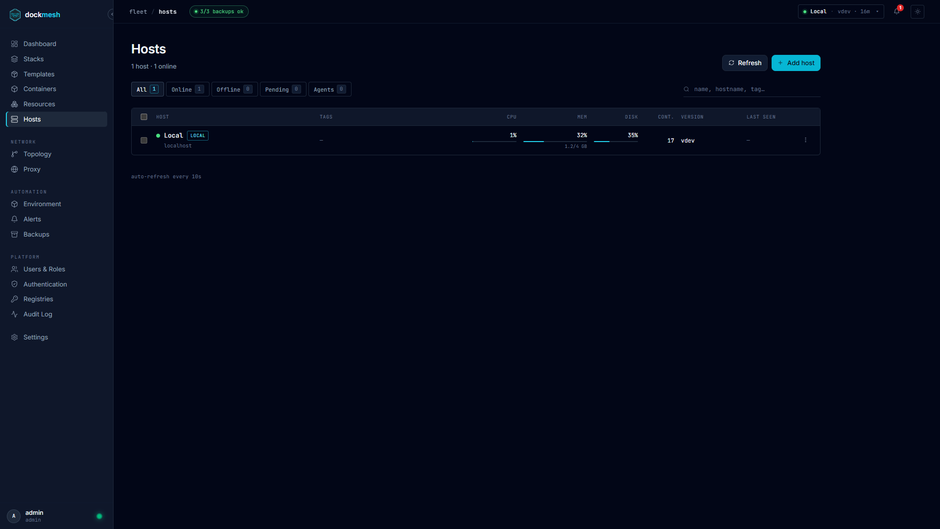 dockmesh — Hosts