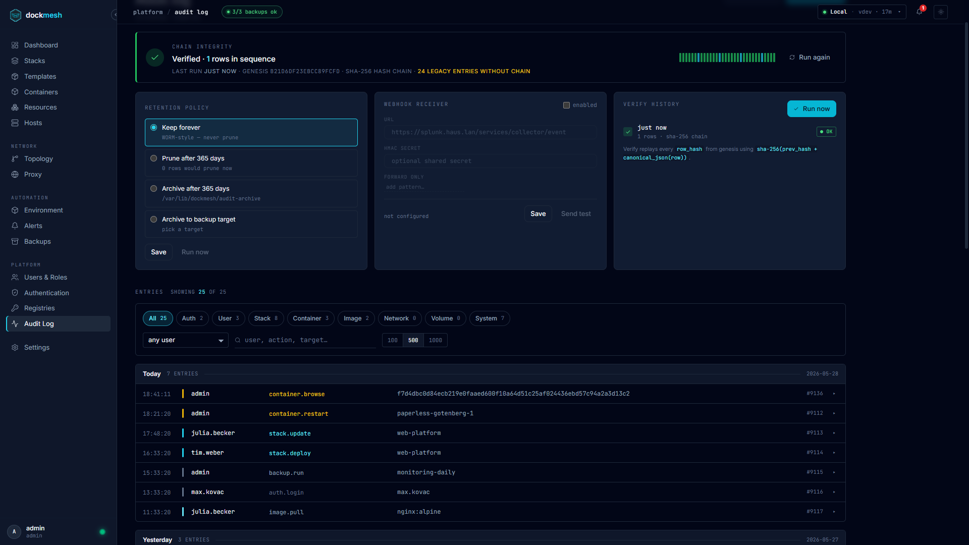 dockmesh — Audit Log